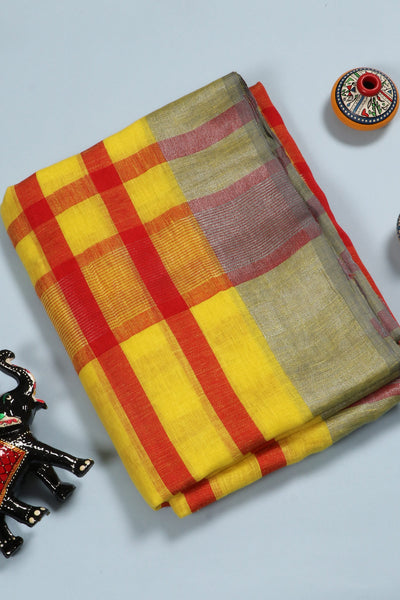 Yellow Linen Saree