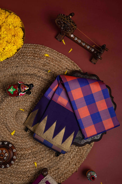 Pink and Blue Kanchipuram Silk Saree