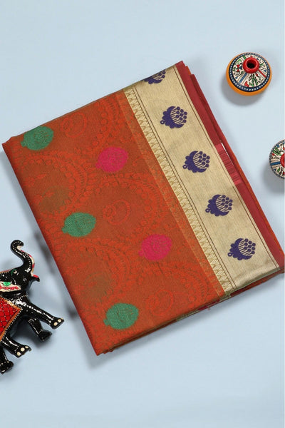 Brown Semi Silk Cotton Saree