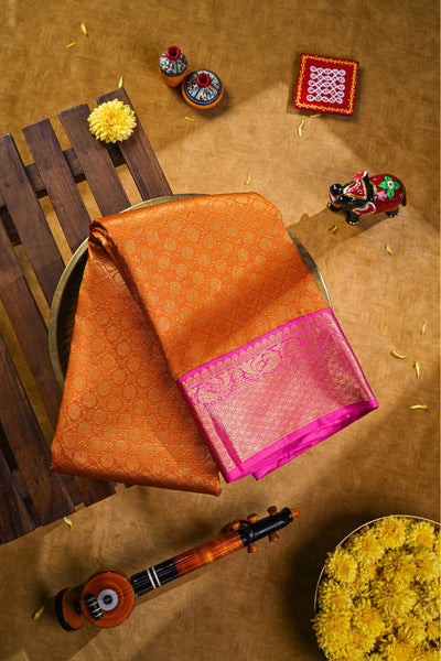 Mustard Kanchipuram Silk Saree
