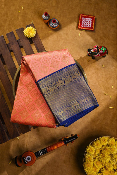 Peach kanchipuram silk saree