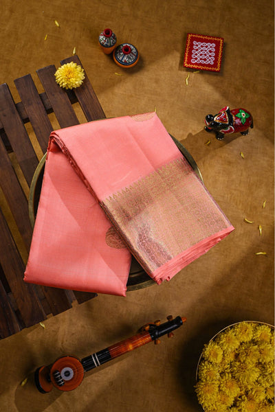 Peach Kanchipuram Silk Saree