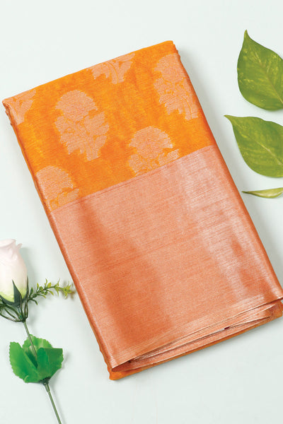 Palam-Silks-Shop-Online-Orange Semi Cotton Saree