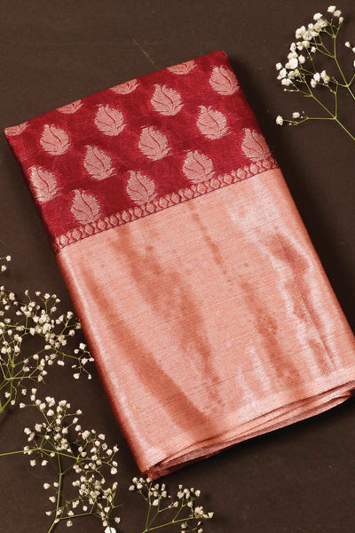 Palam-Silks-Shop-Online-Maroon Semi Silk Cotton Saree