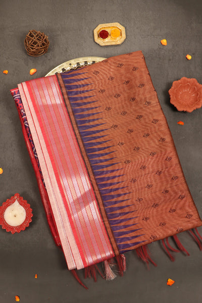 Brown Semi Tussar Saree