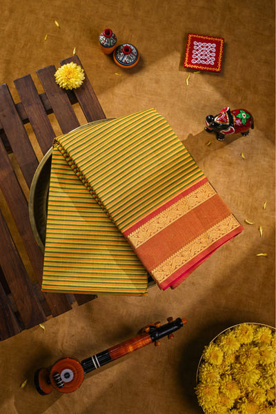 Pista green cotton saree