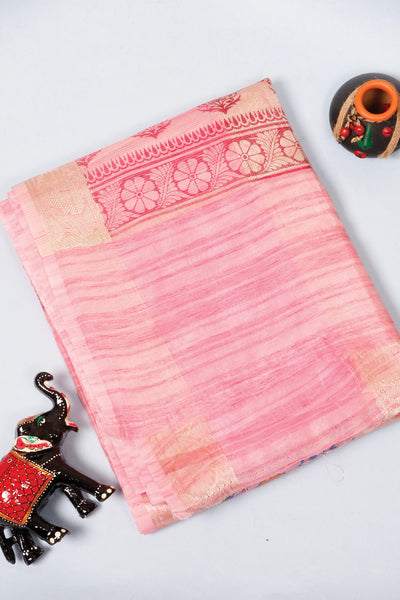PALAM-SILKS-Pink Semi Silk Cotton Saree