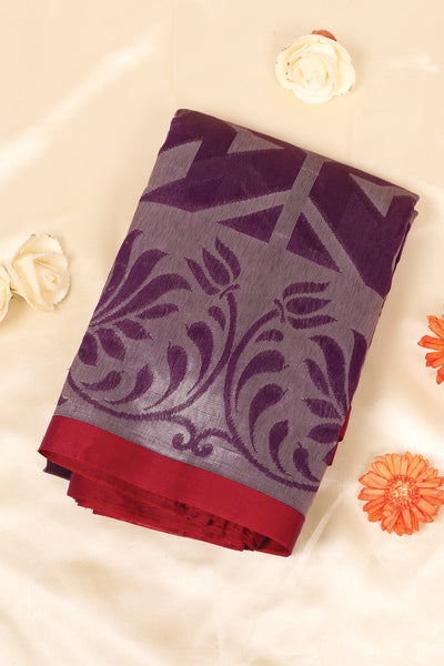 Palam-Silks-Shop-Online-Purple Semi Silk Cotton Saree