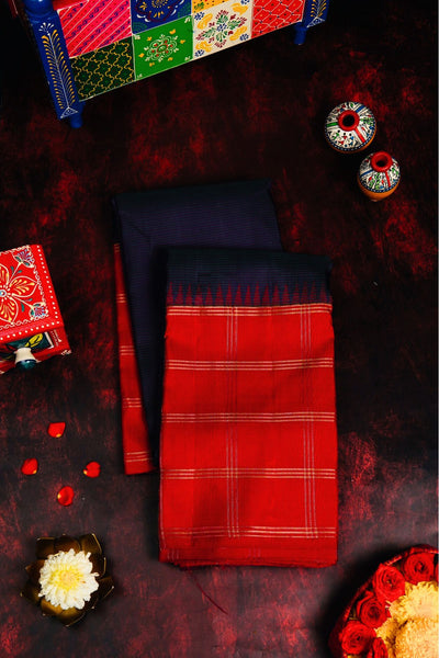 Midnight Blue Kanchipuram Silk Saree