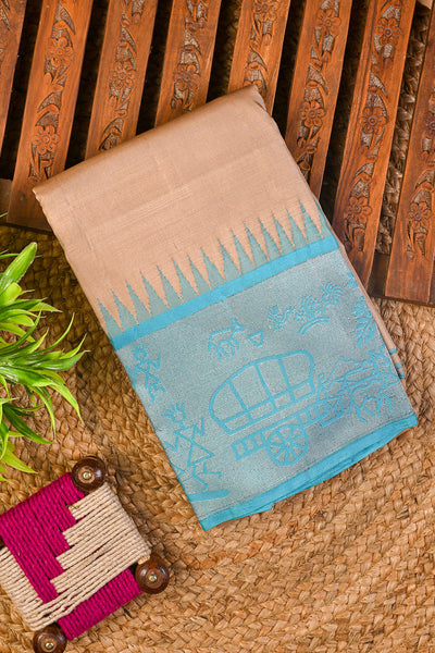 PALAM-SILKS-Cream Kanchipuram Silk Saree