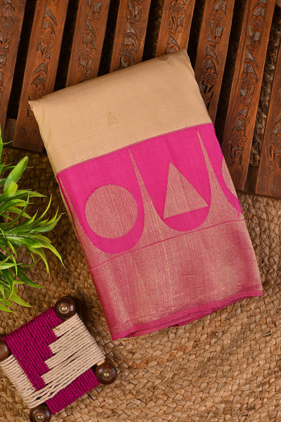 PALAM-SILKS- Cream Kanchipuram Silk Saree