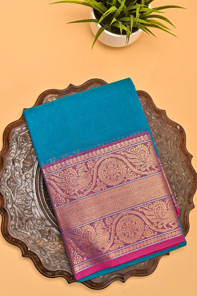 Palam Silks | Cobalt Blue Cotton Saree