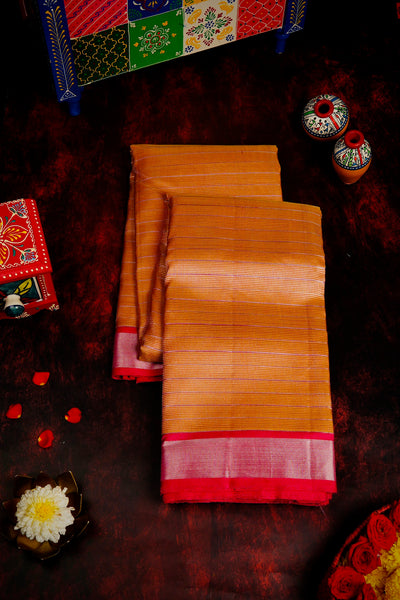 Orange Kanchipuram Silk Saree