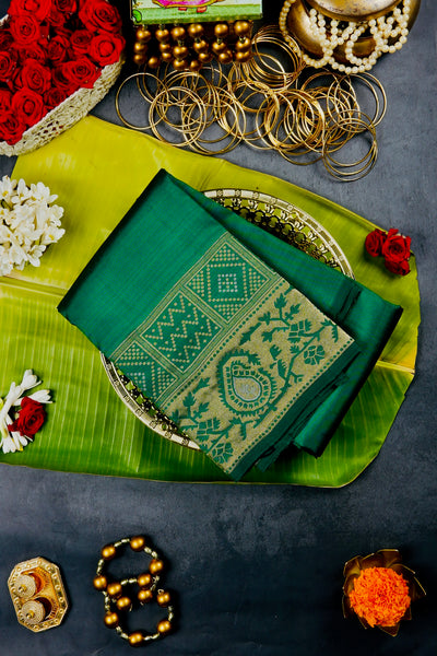 Emerald Green Silk Mix Saree
