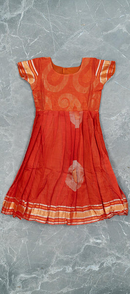 Burnt Orange Silk Cotton Kids Gown