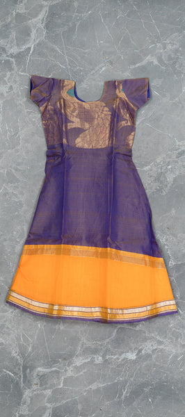 Purple Silk Cotton Kids Gown