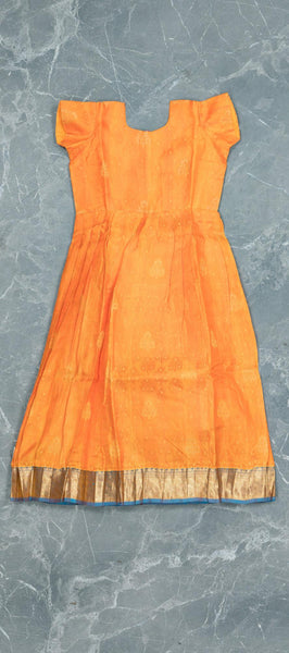 Orange Pattu Pavadai for Kids