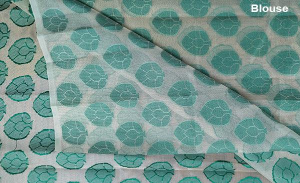 Silver Tishu Zari Blouse with Threadwork