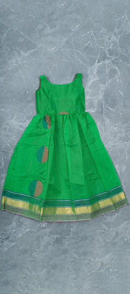 Green Silk Cotton Kids Gown