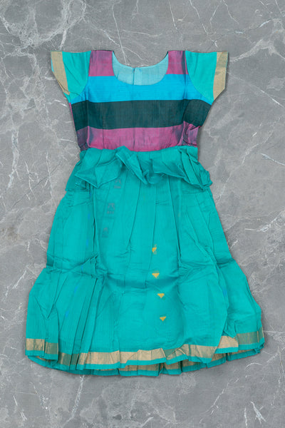 Turquoise Blue Kids Gown in Silk Cotton