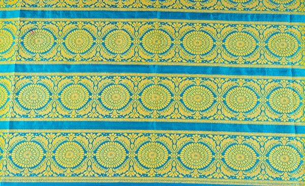Turquoise Blue Thread Jacquard Blouse Material