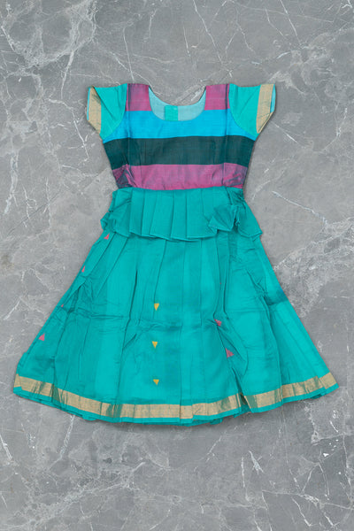 Turquoise Blue Kids Gown in Silk Cotton