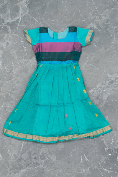 Turquoise Blue Kids Gown in Silk Cotton