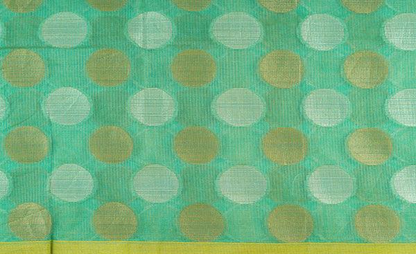 Teal Green Semi Silk Cotton Blouse Material