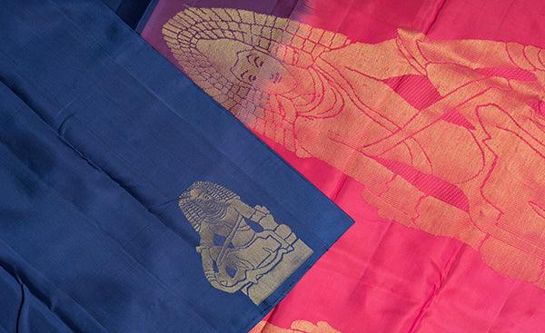 Dark blue kanchipuram silk saree