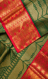 Dark Green Folklore Handloom Silk Saree