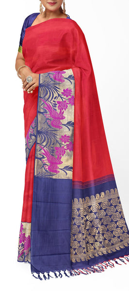 Red handloom Kanchipuram Silk Saree