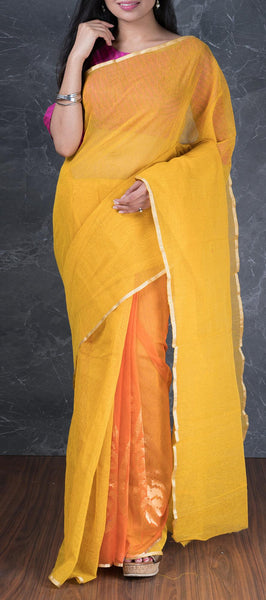 Marigold Yellow Jute Cotton Saree