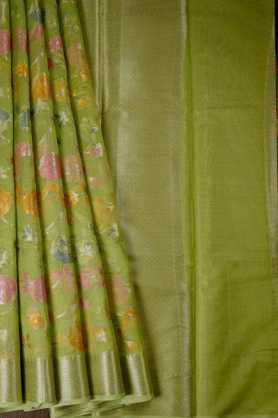 1247047-Palam-Silks-Shop-Online-Parrot Green Semi Silk Cotton Saree