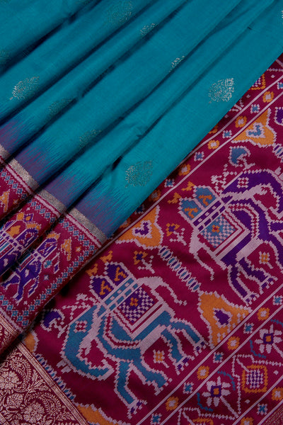 1262802-Palam-Silks-Shop-Online-Teal Semi Tussar Saree