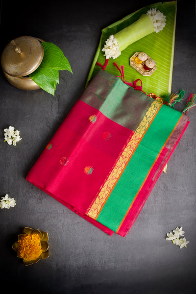 Cherry Pink Supernet Kota Saree