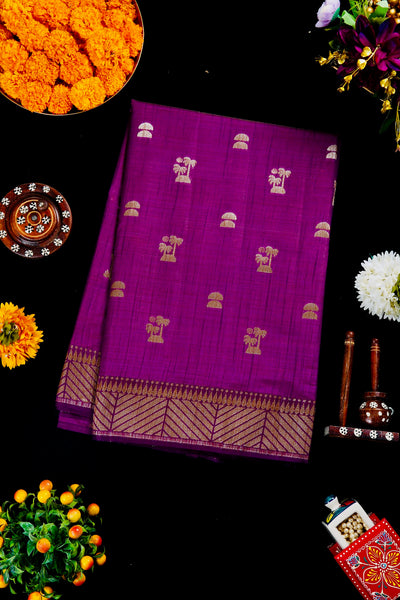 1268455-Palam-Silks-Shop-Online-Magenta Semi Tussar Saree