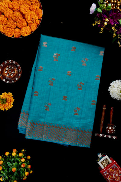 1268451-Palam-Silks-Shop-Online-Bright Sky Blue Semi Tussar Saree