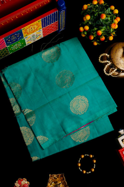 1249926-Palam-Silks-Shop-Online-Aqua Green Soft Silk Saree