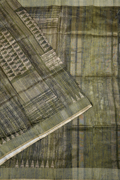 1268054-Palam-Silks-Shop-Online-Olive Green Semi Tussar Saree
