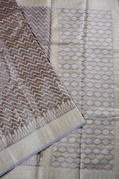 1267376-Palam-Silks-Shop-Online-Walnut Brown Semi Tussar Saree