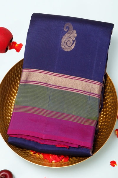 PALAM-SILKS-Ink Blue Silk Mix Saree