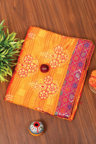 Palam-Silks-Shop-Online-Orange Semi Tussar Saree