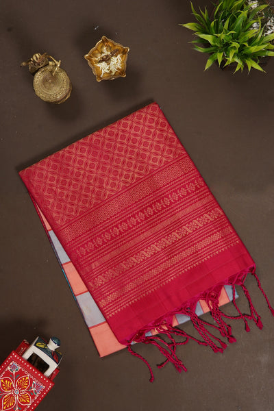 Pastel Checked Soft Silk Saree