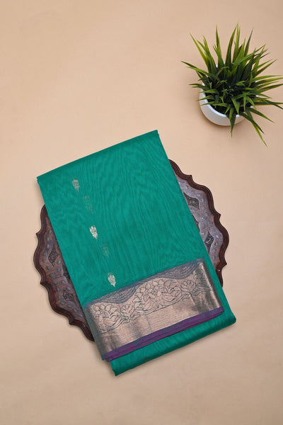 Teal Blue Silk Cotton Saree