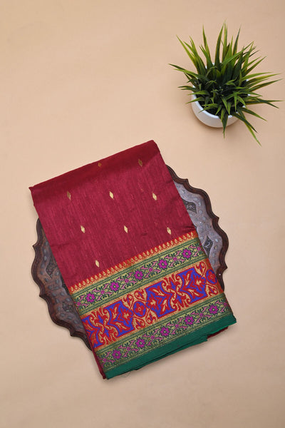 Red Semi Tussar Saree