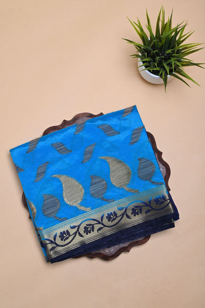 Sky Blue Semi Tussar Saree