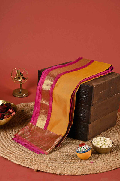 PALAM-SILKS-Mustard Kanchipuram Silk Saree