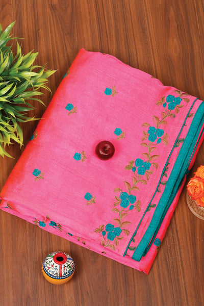 Palam-Silks-Shop-Online-Baby Pink Semi Tussar Saree