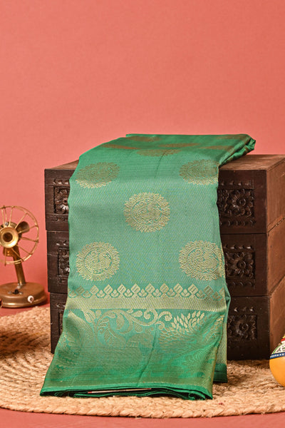 Aqua Green Kanchipuram Silk Saree