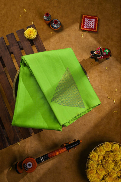 Parrot green kanchipuram silk saree